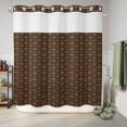 thumbnail image 6 of No Hook Shower Curtain, Dark Brown Rattan Shower Curtains for Bathroom with See Through Top Window, Vintage Abstract Wicker Texture Waterproof & Washable Bath Curtain 66"x72", 6 of 9