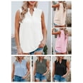 thumbnail image 2 of Women Sleeveless Blouse Ruffles Button V Neck Vest Casual Tops, 2 of 8