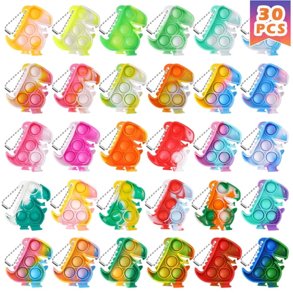 Llaveros con diseño de dinosaurios Party Favors, paquete de 30 unidades, para niños de 4 a 8 años