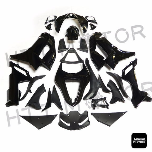 Glossy Black ABS Plastic Fairings Bodywork for 2007-2008 Kawasaki Ninja ZX6R 636
