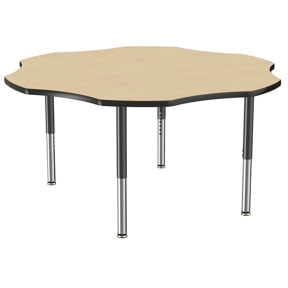 ECR4Kids 60in Flower Everyday T-Mold Adjustable Activity Table Maple/Black/Black - Super Leg