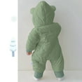 thumbnail image 4 of FAOWME Baby Cartoon Ear Set Winter Coat Warm Hooded Jumpsuit Onesie Boys Girls Green 6-9 Months, 4 of 6