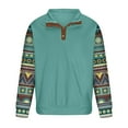 thumbnail image 3 of Lovskoo Ethnic Sweatshirts for Men Trendy Casual Sports Stand Collar Button Patchwork Print Long Sleeve Pullover Sweatshirt Blouse Mint Green, 3 of 4