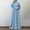 Blue, variant on Womens Muslim Dress 2024 Long Sleeve Crew Neck Botton Down Dresses Solid Casual Slim Eid Party Dress