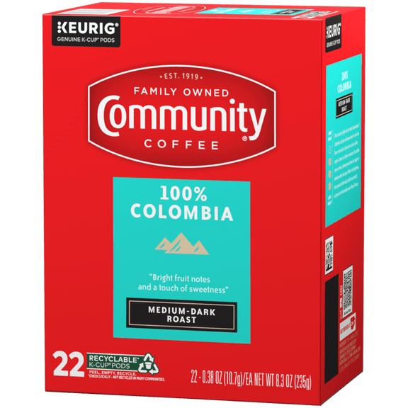 Community® Coffee 100% Colombia Coffee Single-Serve Cups 22 ct Box