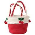 thumbnail image 1 of Cotton Rope Blanket Basket with Handle Versatile Tote Bag Handbag Sundries Storage Basket, 1 of 9
