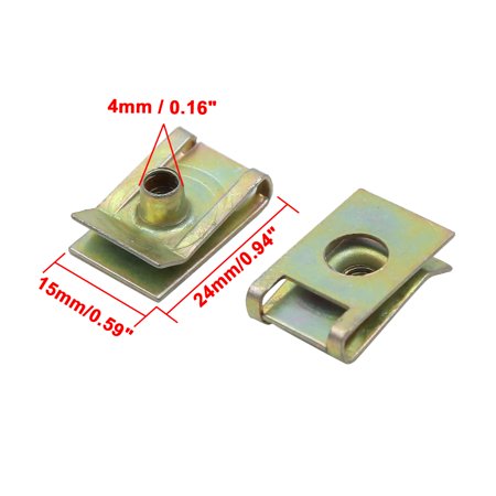 2pcs 4mm Thread Dia Car Screw U Clips Rivets Door Panel Fasteners