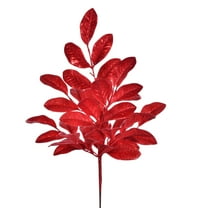 Vickerman 25" Red Artificial Apple Leaf Glitter Bush, 2 per bag.