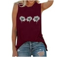 thumbnail image 1 of Pompotops Womens Tank Tops Casual Loose Fit Plus Size Sunflower Printed Tee Shirts, 1 of 7