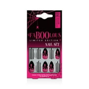 Salon Perfect Faboolous Pink Drip Nail Set, File & Glue Included, 15 Piece