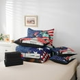 thumbnail image 6 of Feelyou Fourth of July Bedding Comforter Set 7pcs, Stripes Stars Flag Queen Bedding Sets, Kawaii Eagle Animal Reversible Queen Sheet Sets, Lightweight Room Decor, 6 of 8