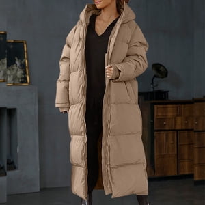 Aboser Womens Long Puffer Jackets Winter Thick Parkas Solid Full Zip Quilted Coat Coldproof Warm Hooded Jacket Coat with Pockets