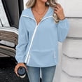 thumbnail image 6 of purcolt Women's Rain Jackets Diagonal Zip Long Sleeve Pullover Windbreaker Waterproof Hooded Jackets Casual Lightweight Oversized Travel Hiking with Kangaroo Pocket, 6 of 9