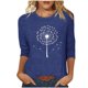 thumbnail image 1 of Tops de Cuello Redondo para las Mujeres Moda Impresa 3/4 Mangas Blusa Casual Top, Estante de Imitación, 1 of 5