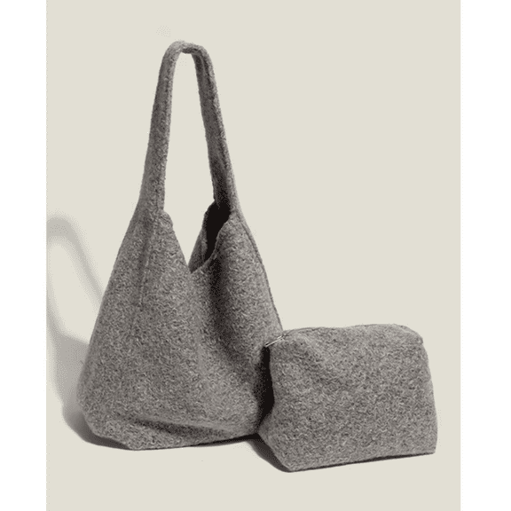 Xiaocao8 Hobo Bags for Women, Trendy 2Pcs Handbag Wallet Set, High-capacity Tote Bag with Magnetic Buckle, Soft Shoulder Bags Purse, Gray