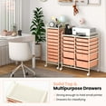 thumbnail image 6 of Costway 12-Drawer Rolling Storage Cart with 2 Sizes Plastic Drawers Skin Pink, 6 of 11