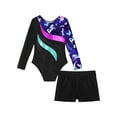 thumbnail image 6 of iixpin Girls Sparkle Ballet Dance Unitard Biketard with Gymnastic Shorts Long Sleeve Leotards Set Athletic Tracksuit Navy Blue 10, 6 of 7