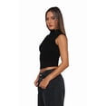 thumbnail image 2 of Sleeveless Crop Tops for Women Mock Neck Ruched Tank Tops Y2k Going Out Tops Solid Slim Fitted Shirts Black M, 2 of 7