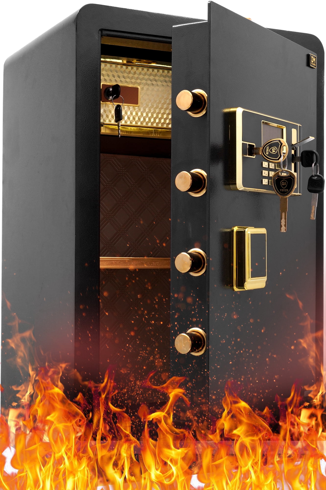 SRWTRCHRY 3.0 Cu. ft. Safe Box, Fire Proof, Digital Keypad, Dual Key System Home Safe, Wall