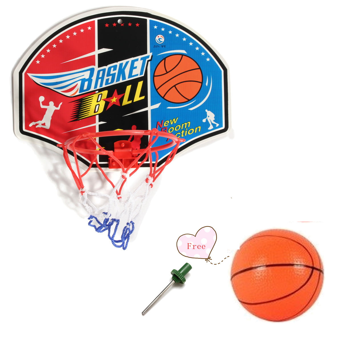 Mini Hoop Backboard Net Set with Basketball Indoor Outdoor Game Toy Kids Gift 