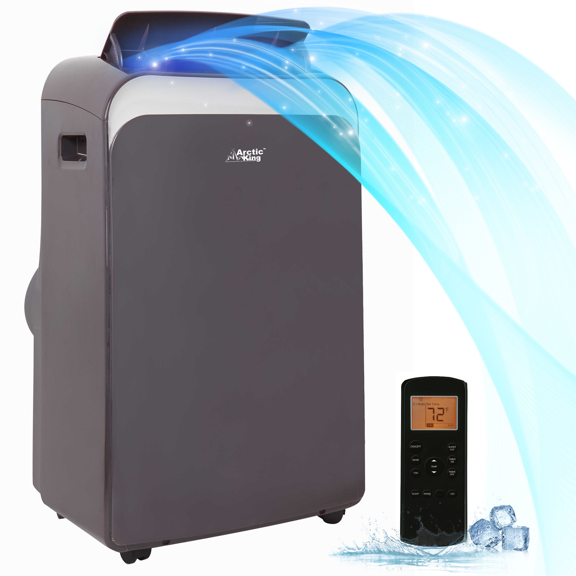Arctic King 12K BTU Portable AC Cools 550 Sq.Ft Built in Dehumidifier Fan 24H Timer Remote Control Kit Included Walmart