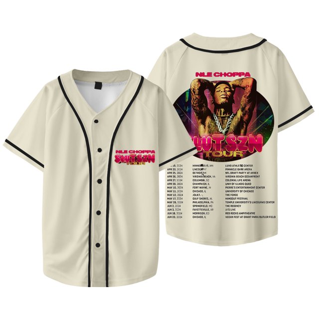 NLE Choppa Tour Merch Veste de Baseball Été Femmes Hommes Mode Décontractée Hip-Hop T-Shirts à Manches Courtes,m,style 6