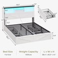thumbnail image 5 of Farmhouse Bed Frame Full Size with 4 Storage Drawers and Bookcase Headboard, LED Wooden Bed with Hidden Space, No Box Spring Needed, White, 5 of 8