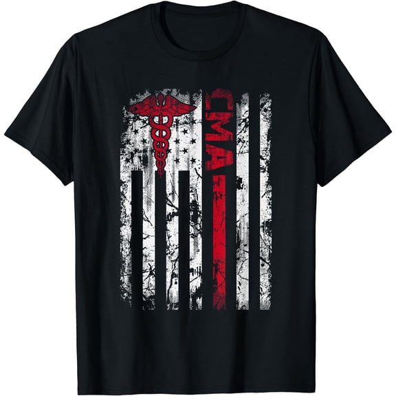 Vintage CMA Certified Medical Assistant USA Flag T-Shirt