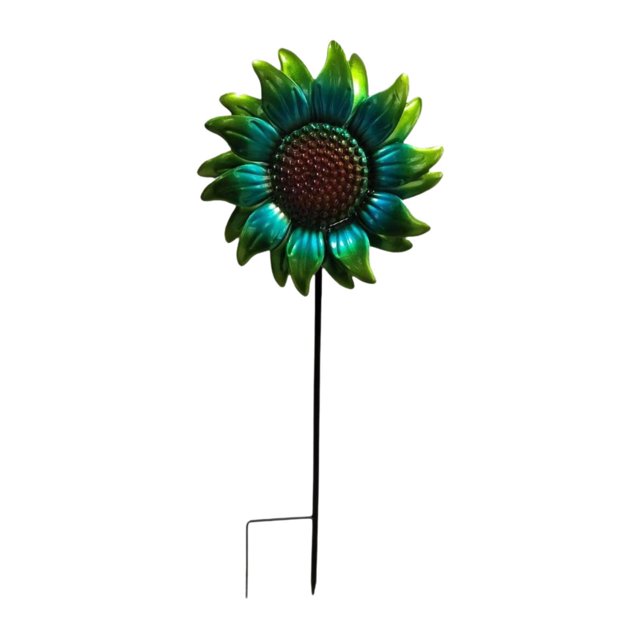 Estaca de jardín, decoración de jardín para exteriores, elegante arte de jardín campestre, flor de metal para Verde