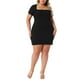 thumbnail image 2 of Vestidos envolventes de talla grande para mujer Agnes Orinda, con escote cuadrado, manga corta, vestido casual de verano midi 3X negro, 2 of 6