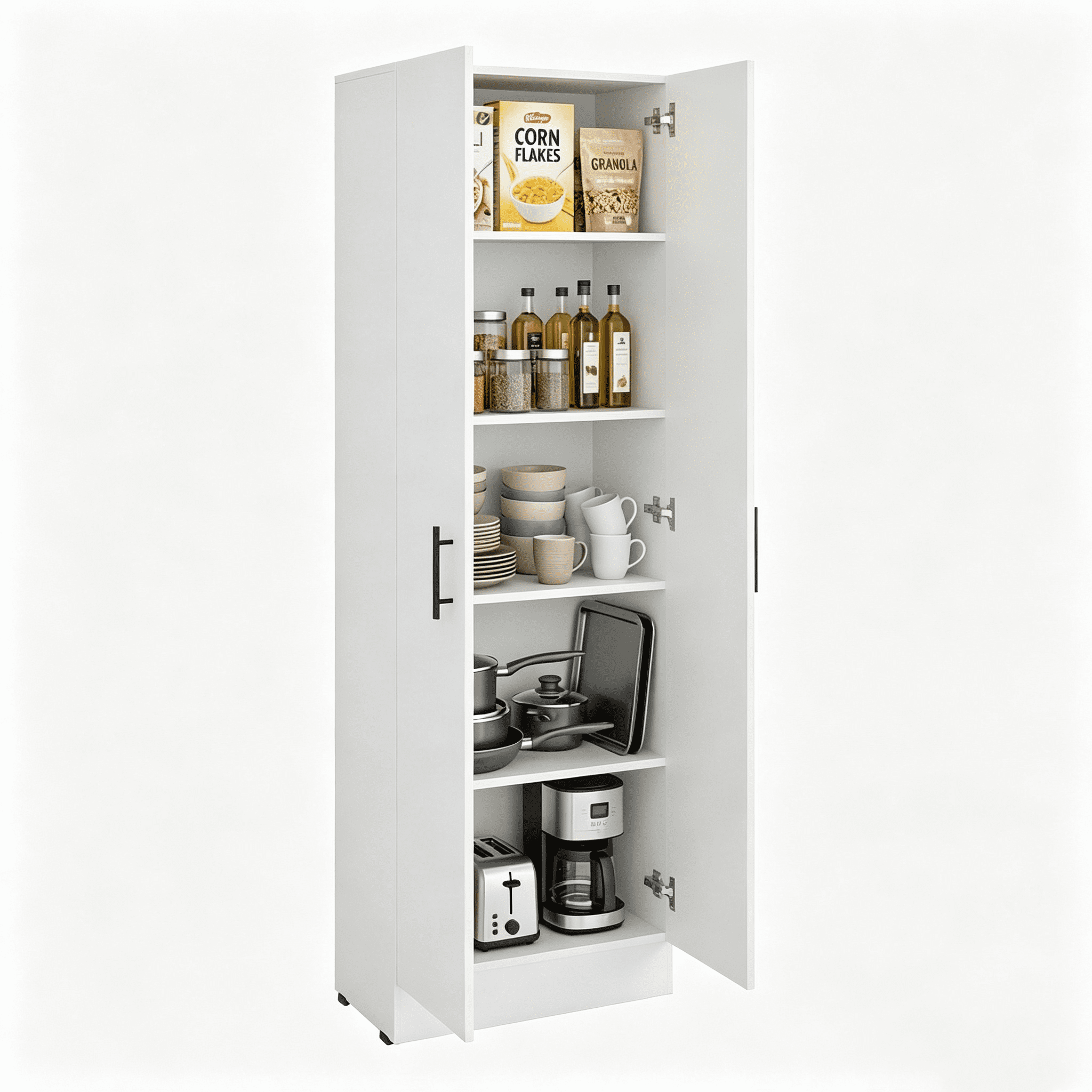 Pantry Cabinet, 5-Shelf Storage Organizer Bookcase for Living Room & Home Office