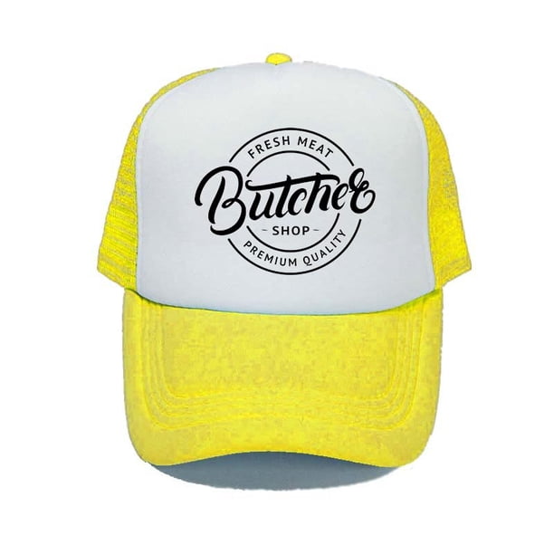 Butcher Shop Advertisement Snapback Cap Premium Quality Fresh Meat Shop Trucker Hats Animal Pig Pork Cut Knife Outdoor Hat YY31156-60cm for adult Gao Jinjia LED