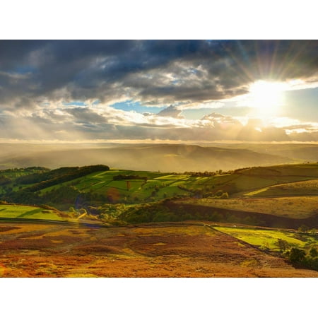 UK, England, Derbyshire, Peak District National Park, Hope Valley from Stanage Edge Print Wall Art By Alan