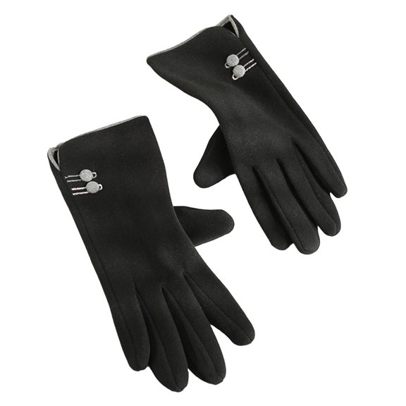 Dyfzdhu Knit Gloves 1 Pair Touchscreen Solid Color Soft Wear Fleece Lined Cold Weather Warm For Women One Size Black A Winter Gloves