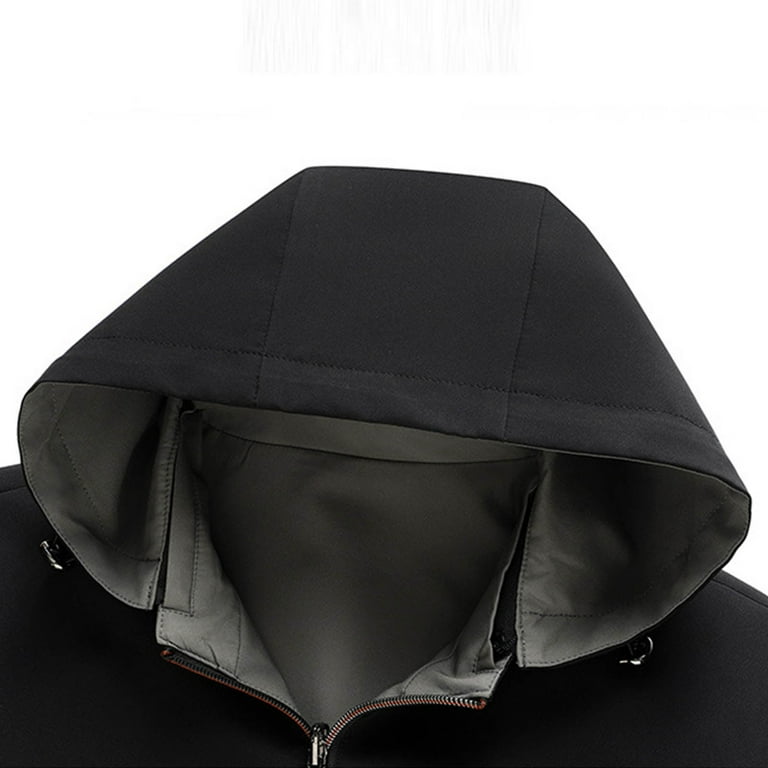 Zpanxa Men's 2-in-1 Detachable Hood Jacket Double-Faced