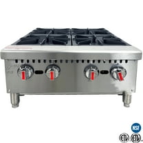 Commercial Gas Hot Plate 4 Burner – 120,000 BTU, Stainless Steel Countertop Range with Heavy Duty Cast Iron Grates, ETL & NSF Certified – Natural Gas & Propane Convertible