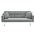 thumbnail image 6 of 71.7-Inch Gray Sofa Bed with Teddy Fleece Upholstery, Convertible Sleeper Couch with Two Plush Throw Pillows, Cozy Modern Design for Living Room or Guest Space, 6 of 6