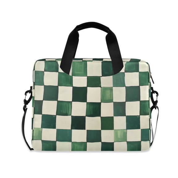 FORMRS 16" Laptop Bag Carrying Sleeve Case with Handle Travel Shoulder Briefcase, Green and White Plaid Pattern