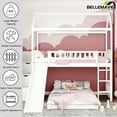 thumbnail image 2 of House Bunk Bed Twin over Twin, Twin Bunk Bed with Slide, Stairs, Ladder and Guardrail, Wood Bunk Bed, No Box Spring Needed(White), 2 of 13