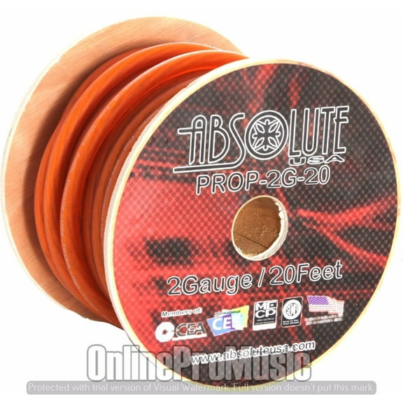 Absolute P020 PREMIUM 2 GAUGE 20' POWER CABLE GREEN