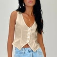 thumbnail image 2 of V Neck Basic Waistcoat Casual Style Women Simple Office Work Suit (Black S), 2 of 6