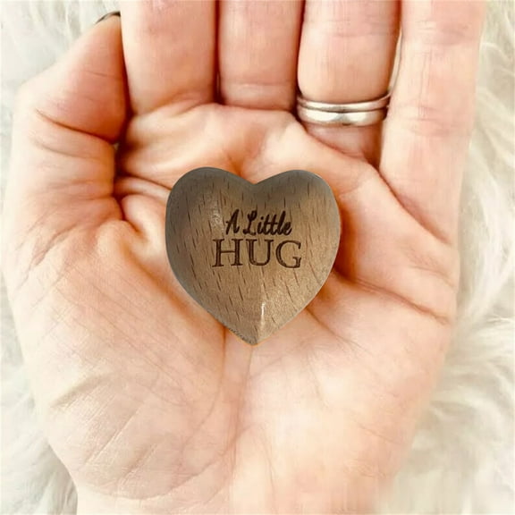 Wooden Heart Tokens Little Pocket Hugss Engraved 'A Little Hug' Miss You Note Isolation Gift For Someone You Love As Pocket Decoration Or Keepsake For Distance And Emotional