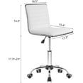 thumbnail image 2 of XiHuaZhaoChen Modern Adjustable Low Back Armless Ribbed Task Office Desk Vanity Swivel Rolling Leather Computer Conference Chair (White), 2 of 9