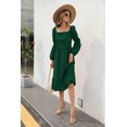 thumbnail image 2 of Cismea Cuello Cuadrado Mangas Abullonadas Dobladillo de Gasa Vestido Largo Casual(Verde) Cismea Falda larga, 2 of 5