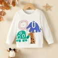 thumbnail image 2 of Splozh Kids Crewneck Sweatshirt Boys Toddler Boys Sweatshirts Dinosaur Long Sleeve Pullover Crewneck Shirts Cartoon Tee Sport Tops for Kids White,5-6 Years, 2 of 7