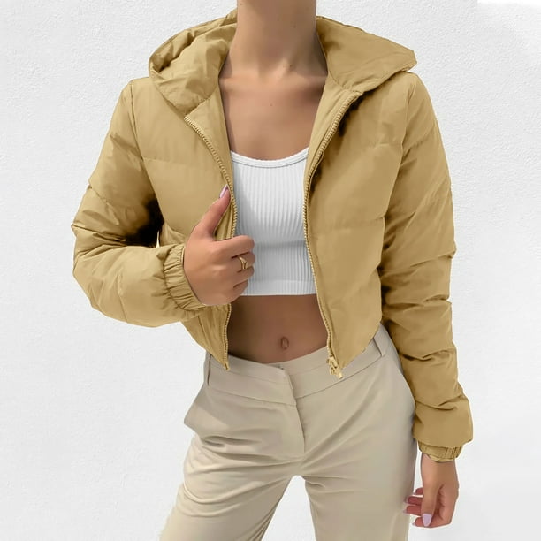 Gibobby Abrigos para mujer Chamarra de invierno para mujer chamarra ultraligera de plumon de pato para mujer chamarra delgada y acolchada portatil chamarra de plumon Caqui M Bodega Aurrera en linea