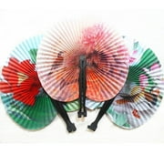 Essen 3Pcs Foldable Chinese Oriental Floral Paper Hand Fans Wedding Table Favors