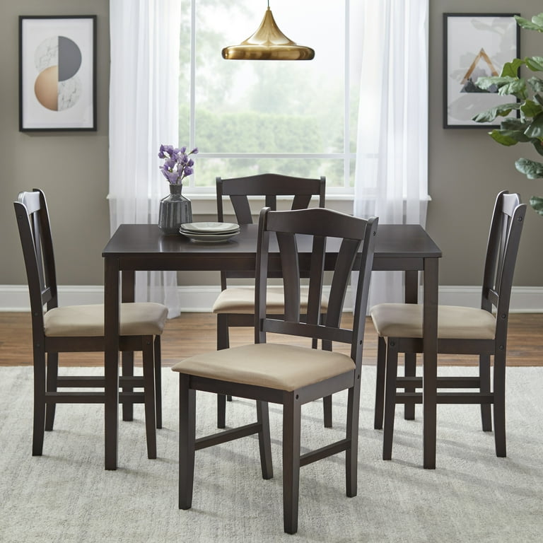 TMS Metropolitan 5 Piece Kitchen Dinette Set for Family Indoor Wood Dining Table and Four Chairs Espresso Walmart