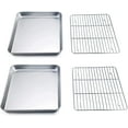 thumbnail image 1 of xianlin-TeamFar 9'' x 7'' x 1'' Toaster Oven Pan with Rack Set of 4, Stainless Steel Compact Toaster Ovenware Pan with Cooling Rack, Healthy & Heavy Duty, Easy Clean & Dishwasher Safe, (2 Pans + 2 Ra, 1 of 4