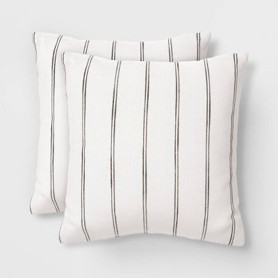 2pk Square Cotton Woven Stripe Throw Pillows